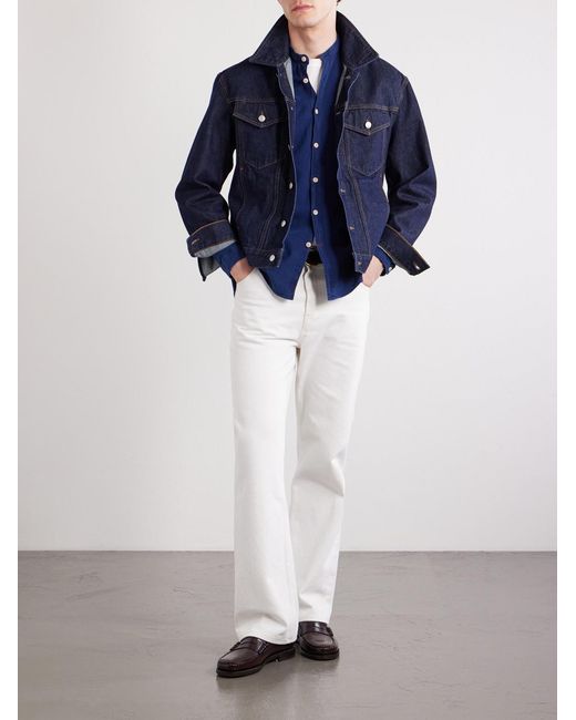Oliver Spencer Blue Kildale Grandad-Collar Cotton Shirt for men