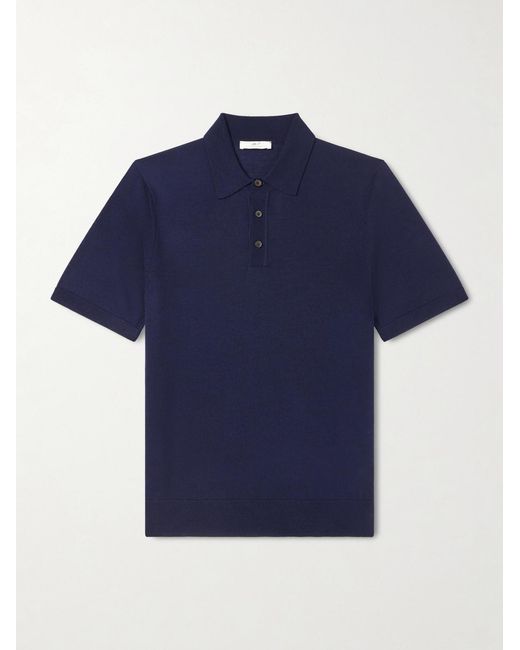 Mr P. Blue Merino Wool Polo Shirt for men