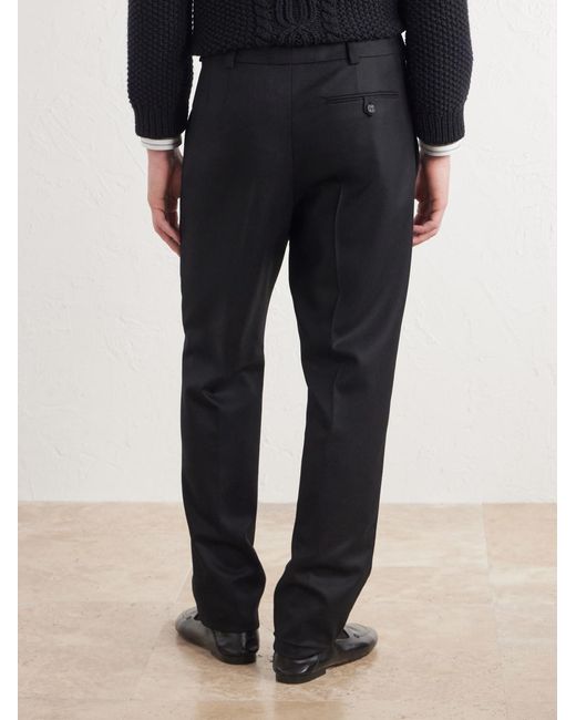 Saint Laurent Blue Tapered Brushed Wool Trousers for men