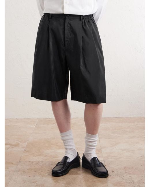 Ssstein Blue Easy Wide-Leg Silk-Blend Shorts for men