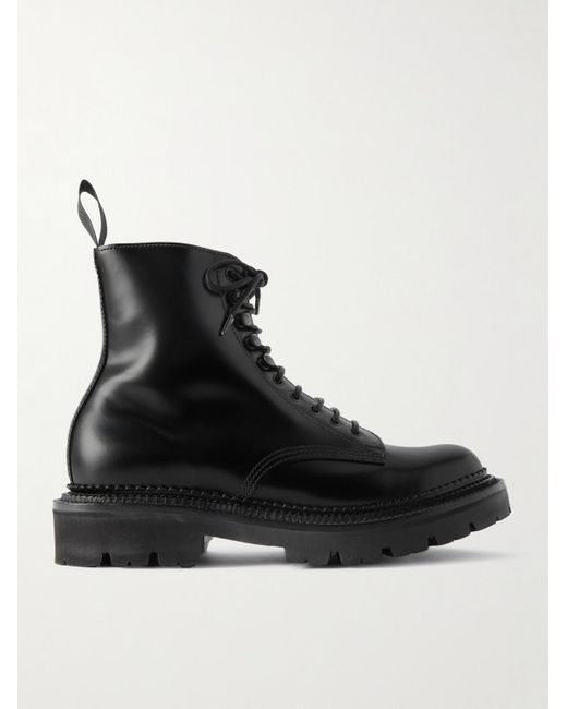 GRENSON Black Jude Glossed-Leather Boots for men
