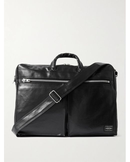 Porter-Yoshida and Co Black Free Style 2Way Coated-Canvas Briefcase for men