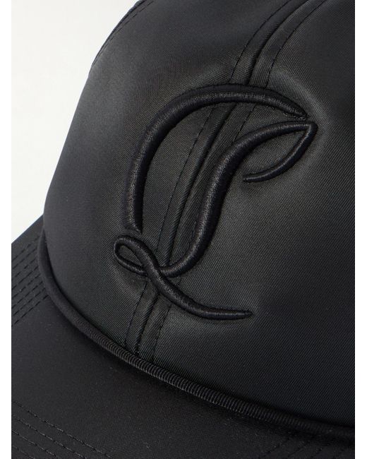 Christian Louboutin Black Mooncrest Ac Logo-Embroidered Leather-Trimmed Nylon-Twill Baseball Cap for men