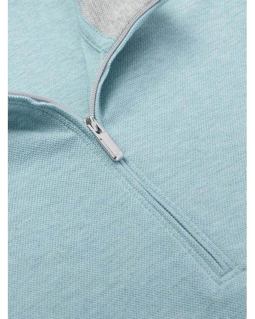 Peter Millar Crown Comfort Pullover aus einer Baumwollmischung mit kurzem Reißverschluss in Blue für Herren