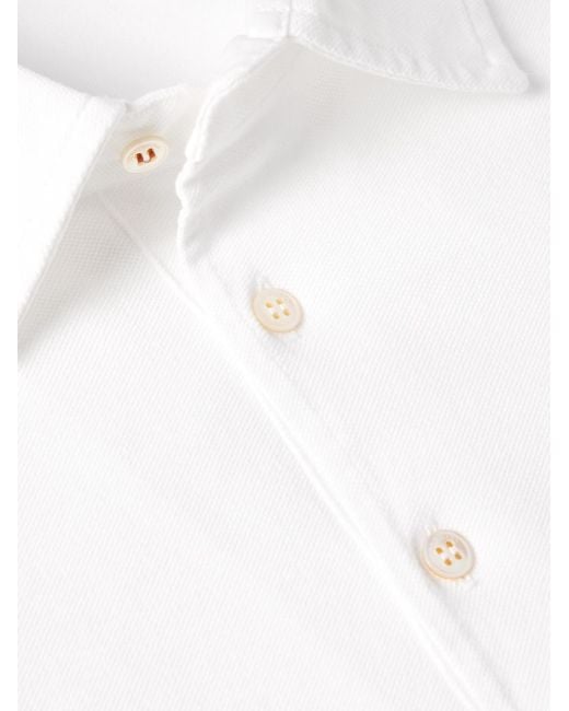 Loro Piana White Cotton-Piqué Polo Shirt for men