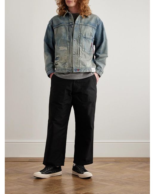 Neighborhood Blue Savage Type-1 Distressed Denim Jacket for men