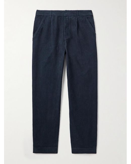 Folk Signal gerade geschnittene Hose aus Baumwollcord mit Falten in Blue für Herren