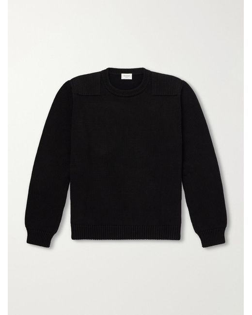 Saint Laurent Black Waffle-Knit Cotton Sweater for men
