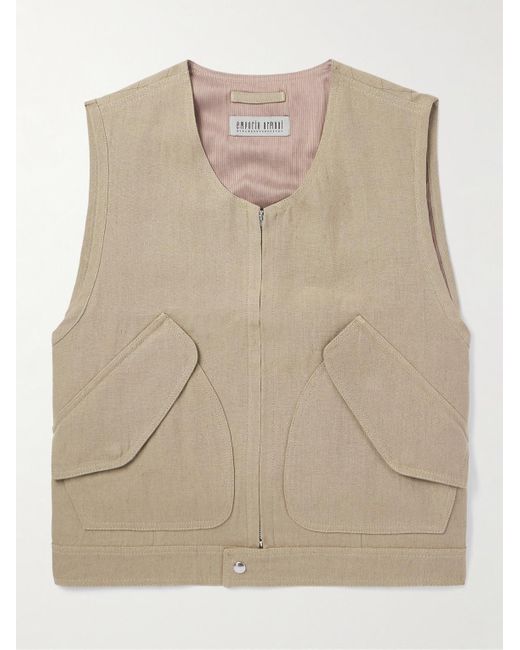 Our Legacy Emporio Armani Volo Weste aus Leinen-Canvas mit Reißverschluss in Natural für Herren