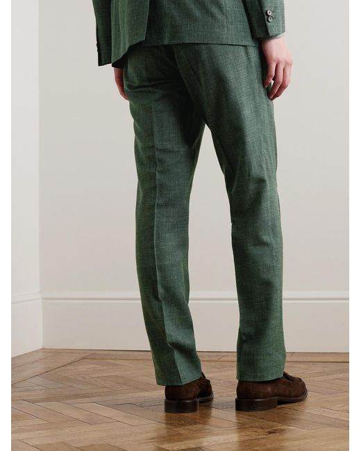 Mr P. Green Mike Straight-Leg Pleated Wool, Silk And Linen-Blend Suit Trousers for men