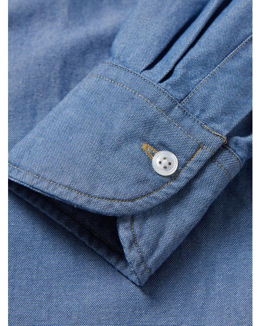 Drake's Blue Button-down Collar Cotton-chambray Shirt for men