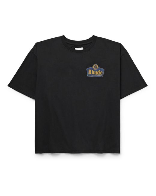 Rhude Black Logo-print Cotton-jersey T-shirt for men