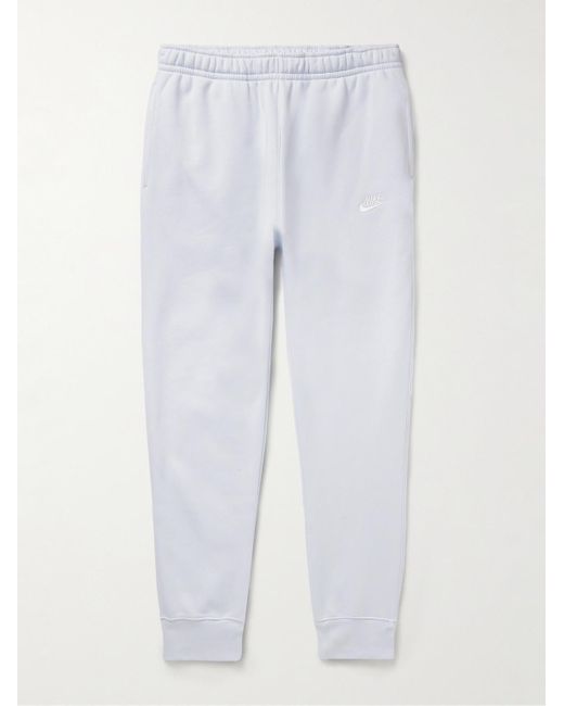 Nike White Sportswear Club Tapered Logo-embroidered Cotton-blend Jersey Sweatpants for men