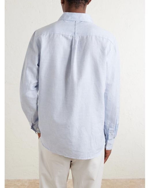 Mr P. White Cutaway-Collar Cotton, Linen And Cashmere-Blend Shirt for men