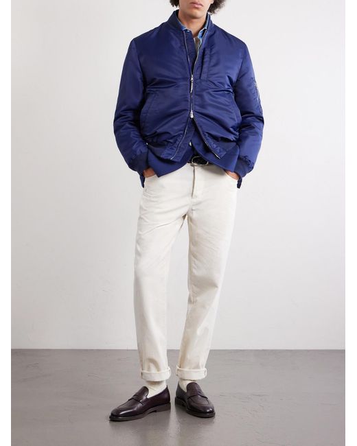 Brunello Cucinelli Blue Padded Shell Bomber Jacket for men