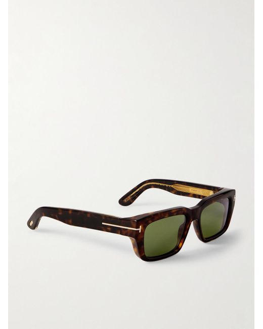 Tom Ford Black Icon Rectangular-frame Tortoiseshell Acetate Sunglasses for men
