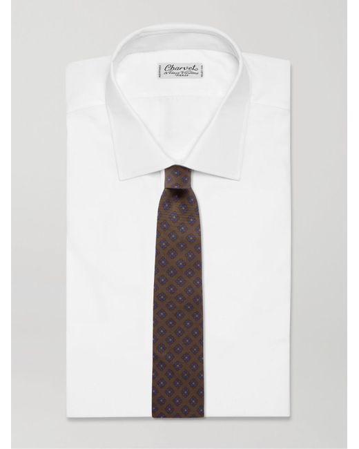 Rubinacci Brown 8cm Floral-print Silk-twill Tie for men