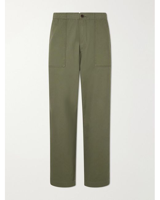 Drake's Green Straight-Leg Cotton-Blend Cargo Trousers for men