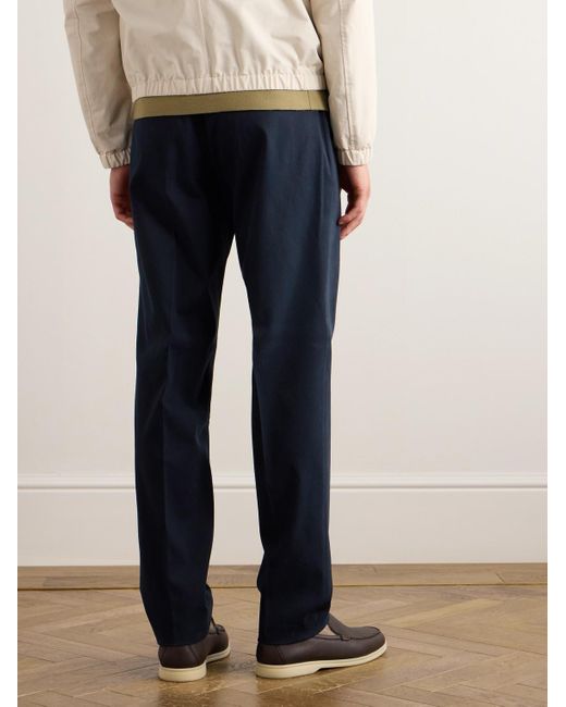 Loro Piana Blue Jarno Austin Straight-Leg Stretch-Cotton Twill Trousers for men