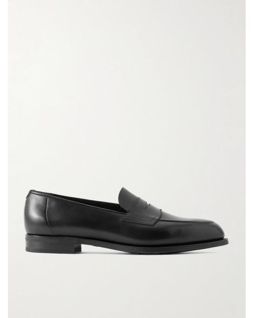 Edward Green Black Piccadilly Leather Penny Loafers for men