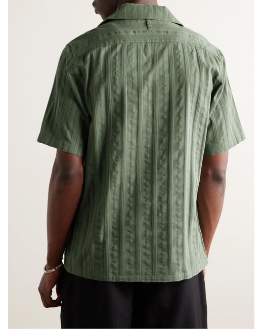 NN07 Green Julio 5712 Convertible-collar Organic Cotton-jacquard Shirt for men