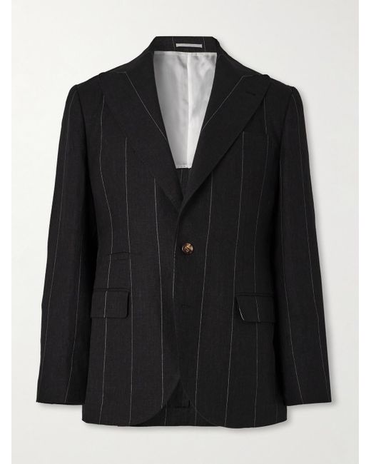 Giacca Gessata di Brunello Cucinelli in Black da Uomo