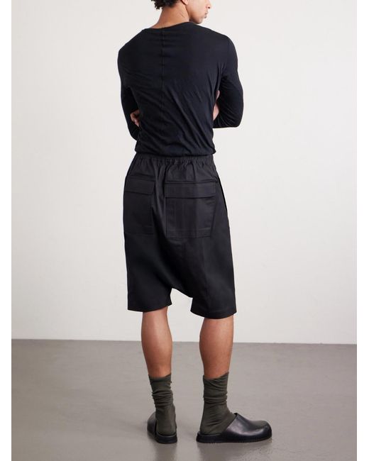 Rick Owens Black Rick's Pods Straight-leg Organic Cotton-blend Poplin Shorts for men