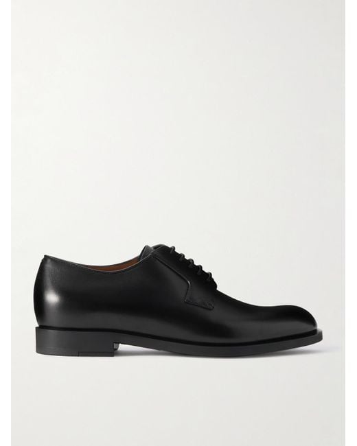 Zegna Black Leather Derby Shoes for men
