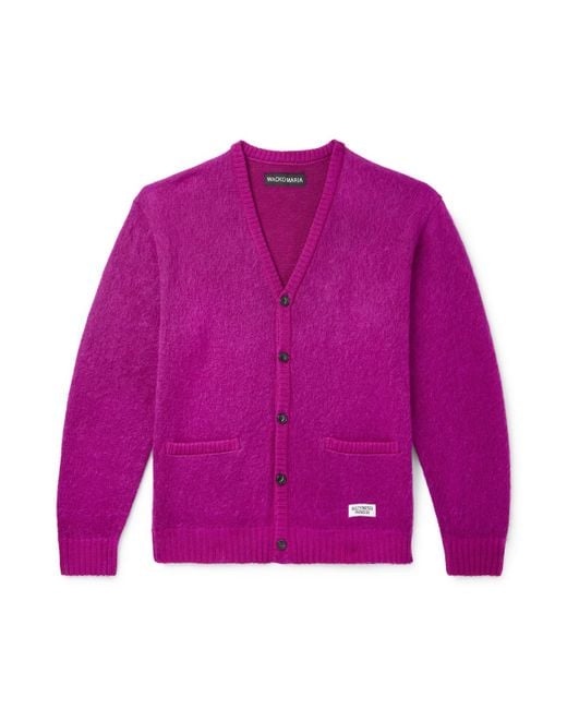 Wacko Maria Men's Purple Knitted Cardigan
