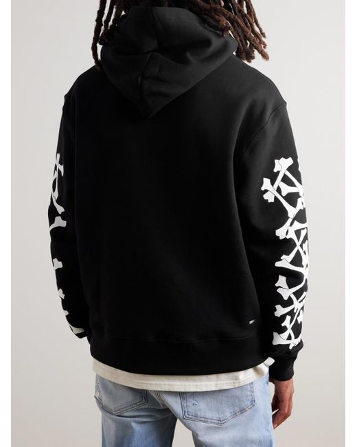 Amiri Black Bones Stacked Logo-Appliquéd Printed Cotton-Jersey Hoodie for men