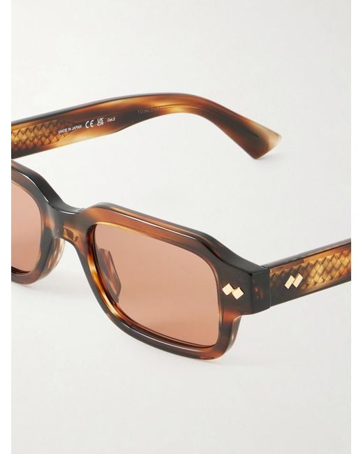 Bottega Veneta Brown Intrecciato Square-frame Acetate And Gold-tone Sunglasses for men