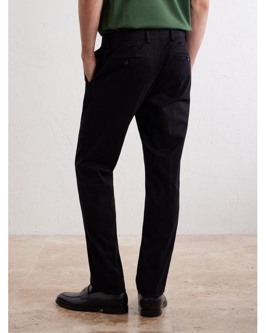 Zegna Blue Straight-Leg Stretch Cotton-Twill Trousers for men