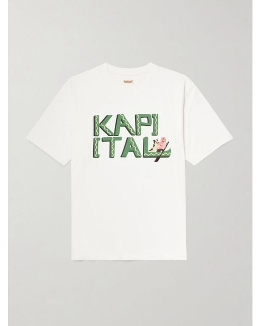 Kapital White Printed Cotton-Jersey T-Shirt for men