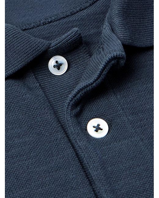 Drake's Blue Cotton-Piqué Polo Shirt for men