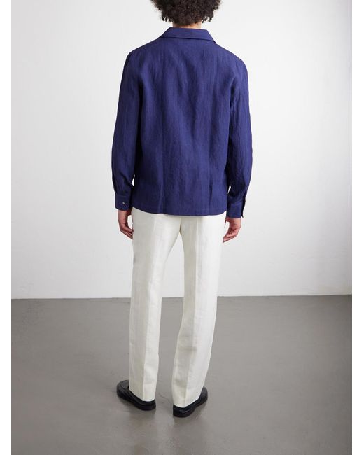 Thom Sweeney Blue Linen Shirt for men