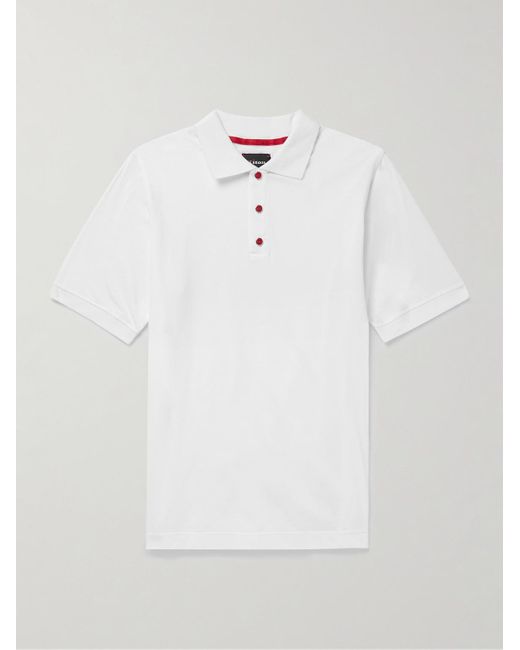 Kiton White Cotton-Piqué Polo Shirt for men