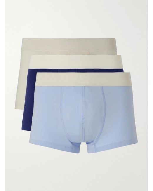 AMI Blue Three-Pack Stretch-Cotton Boxer Briefs for men