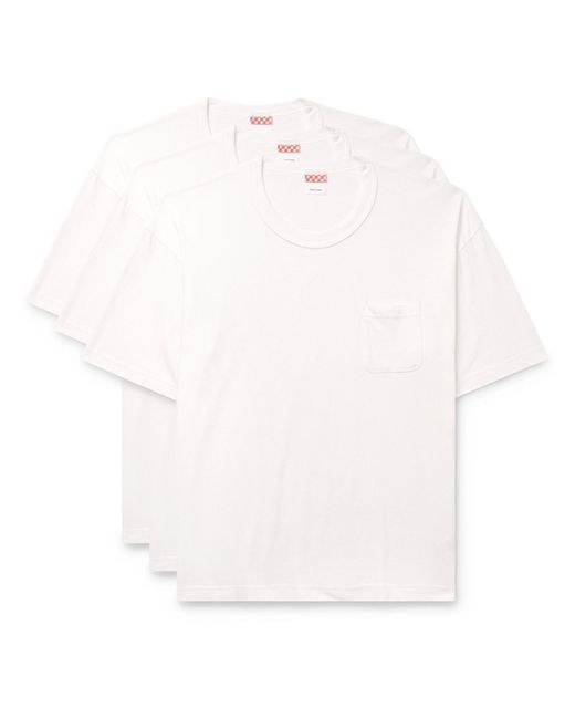 Visvim White Sublig Jumbo Three-pack Cotton-blend Jersey T-shirts for men