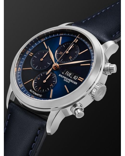 Baume & Mercier Black Classima Automatic Chronograph 42Mm Stainless Steel And Leather Watch, Ref. No. 10781 for men