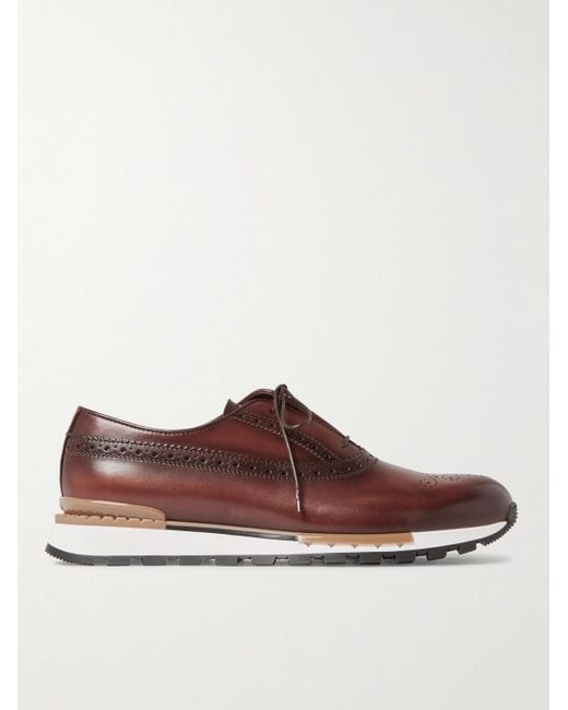 Berluti Brown Fast Track Leather Sneakers for men