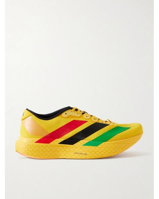 Adidas Originals Yellow Jamaica Football Federation Adizero Evo Sl Striped Mesh Running Sneakers for men