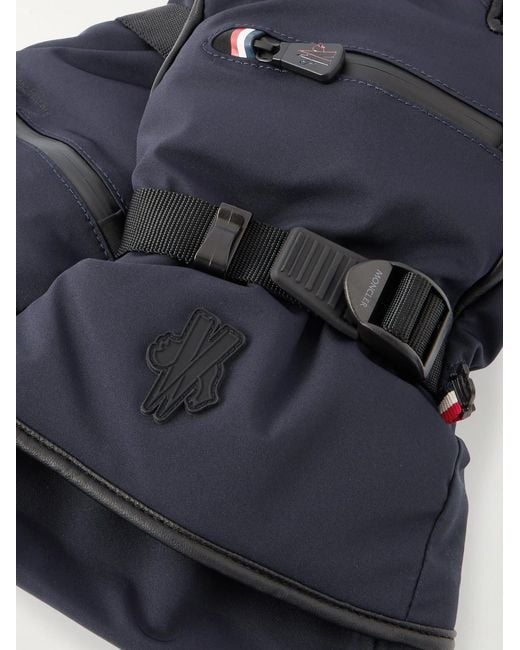 Moncler Blue Leather-Trimmed Shell Ski Gloves for men