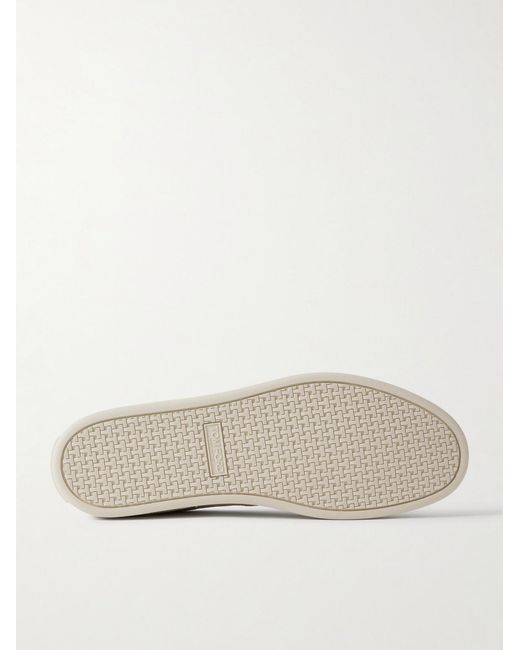 Tom Ford White Warwick Perforated Full-Grain Leather Sneakers for men