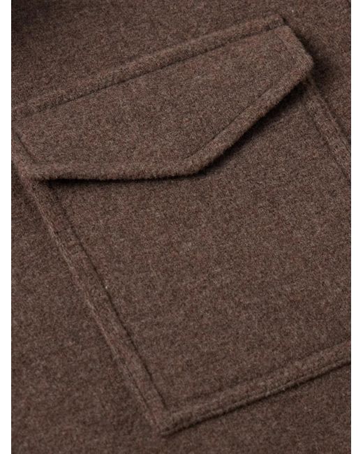 Herno Brown Wool-Blend Felt Overshirt for men