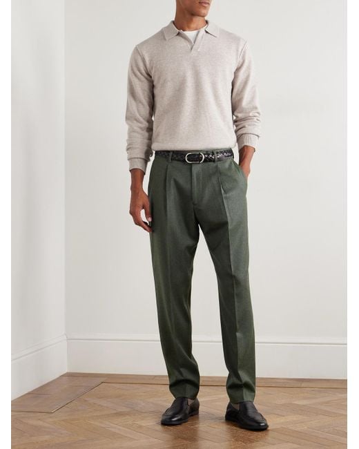 Paul Smith Green Straight-Leg Pleated Wool And Cashmere-Blend Suit Trousers for men