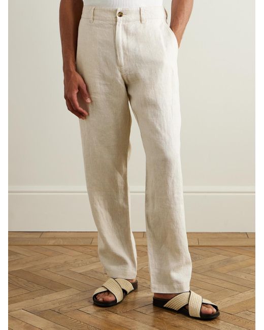 NN07 Natural Aden 1454 Straight-leg Linen Suit Trousers for men