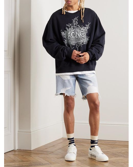 GALLERY DEPT. Blue Indiana Slim-Fit Straight-Leg Distressed Denim Shorts for men