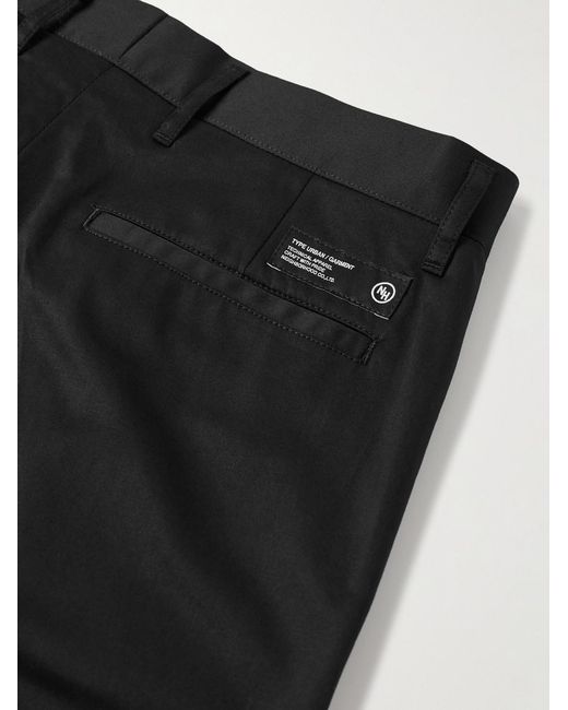 Neighborhood Black Tapered Pleated Cotton And Linen-Blend Twill Trousers for men