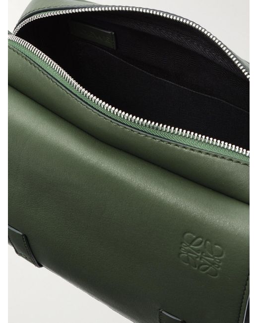 Loewe Green Military Leather Messenger Bag for men