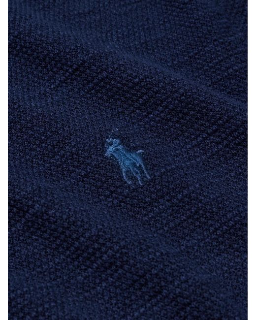 Polo Ralph Lauren Blue Logo-embroidered Textured Cotton And Linen-blend Shirt for men
